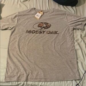 Mossy Oak Gray Short Sleeve Tee Classic Crew Neck